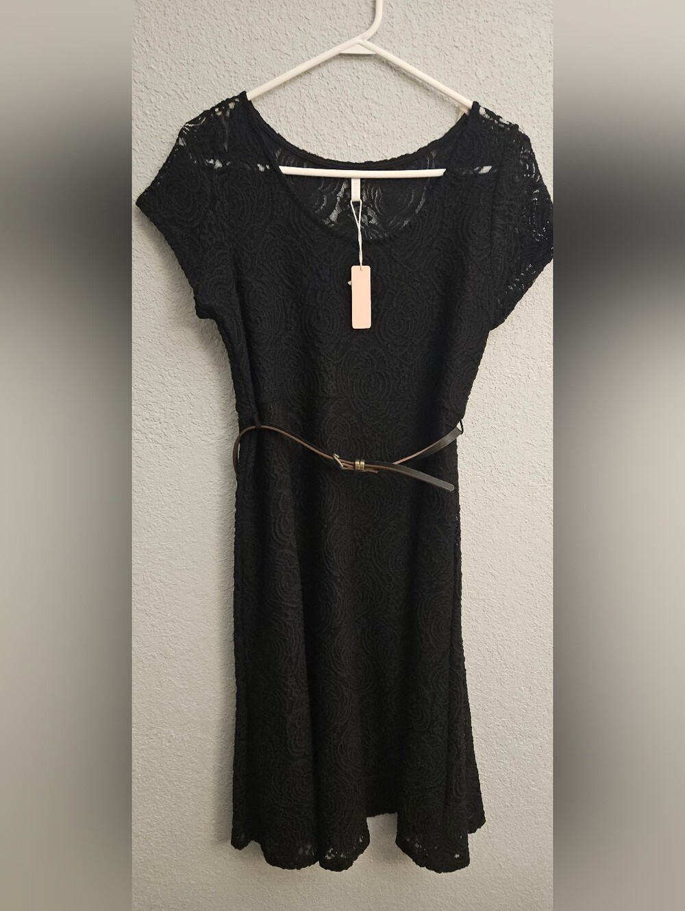 Pinkblush Black Floral Lace Midi Dress